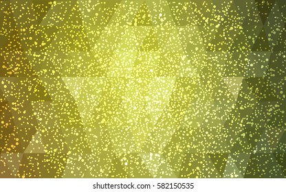 Light Green, Yellow vector christmas polygon background. Low poly Illustration consisting of triangles with snowflakes. Texture background of New Year celebration.