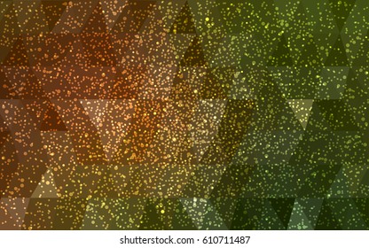 Light Green, Yellow vector christmas postcard low polygon background. Illustration consisting of triangles. Abstract triangular polygonal origami or crystal design of New Year celebration.
