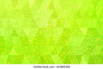 Light Green, Yellow vector christmas postcard low polygon background. Illustration consisting of triangles. Abstract triangular polygonal origami or crystal design of New Year celebration.