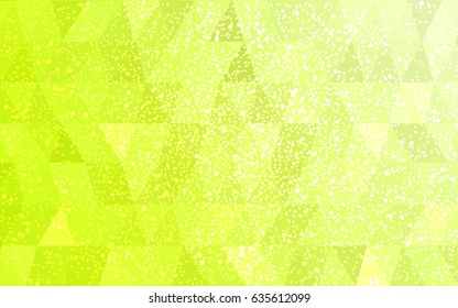 Light Green, Yellow vector christmas polygon background. Low poly Illustration consisting of triangles with snowflakes. Texture background of New Year celebration.