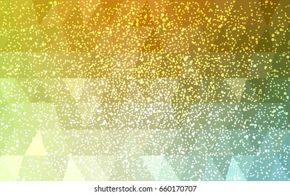 Light Green, Yellow vector christmas postcard low polygon background. Illustration consisting of triangles. Abstract triangular polygonal origami or crystal design of New Year celebration.