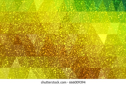 Light Green, Yellow vector christmas postcard low polygon background. Illustration consisting of triangles. Abstract triangular polygonal origami or crystal design of New Year celebration.