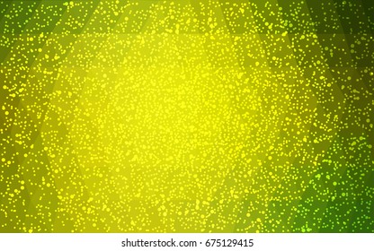 Light Green, Yellow vector christmas polygon background. Low poly Illustration consisting of triangles with snowflakes. Texture background of New Year celebration.