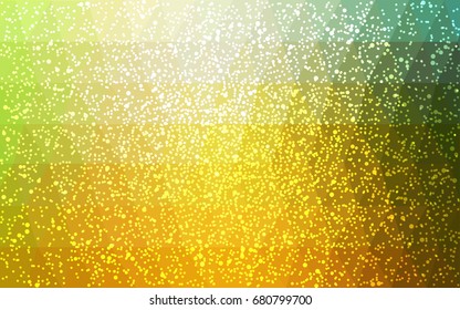 Light Green, Yellow vector christmas polygon background. Low poly Illustration consisting of triangles with snowflakes. Texture background of New Year celebration.