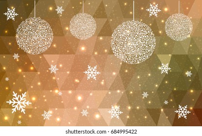 Light Green Yellow vector christmas postcard low polygon background. Illustration consisting of triangles. Abstract triangular polygonal origami or crystal design of New Year celebration.