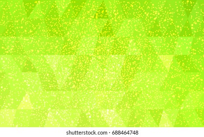 Light Green, Yellow vector christmas postcard low polygon background. Illustration consisting of triangles. Abstract triangular polygonal origami or crystal design of New Year celebration.