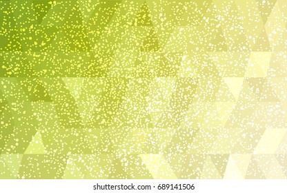 Light Green, Yellow vector christmas polygon background. Low poly Illustration consisting of triangles with snowflakes. Texture background of New Year celebration.