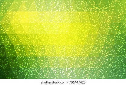 Light Green, Yellow vector christmas postcard low polygon background. Illustration consisting of triangles. Abstract triangular polygonal origami or crystal design of New Year celebration.