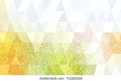 Light Green, Yellow vector christmas polygon background. Low poly Illustration consisting of triangles with snowflakes. Texture background of New Year celebration.