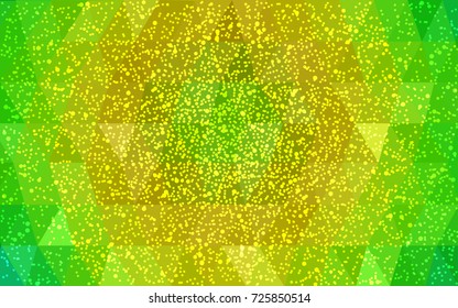 Light Green, Yellow vector christmas postcard low polygon background. Illustration consisting of triangles. Abstract triangular polygonal origami or crystal design of New Year celebration.