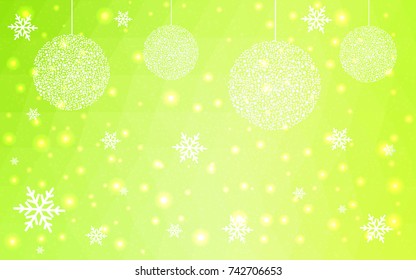 Light Green Yellow vector christmas postcard low polygon background. Illustration consisting of triangles. Abstract triangular polygonal origami or crystal design of New Year celebration.