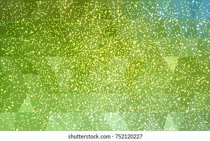 Light Green, Yellow vector christmas postcard low polygon background. Illustration consisting of triangles. Abstract triangular polygonal origami or crystal design of New Year celebration.