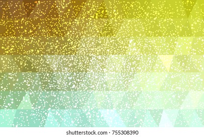 Light Green, Yellow vector christmas postcard low polygon background. Illustration consisting of triangles. Abstract triangular polygonal origami or crystal design of New Year celebration.