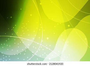 Light Green, Yellow vector Circles, lines with colorful gradient on abstract background. Glitter abstract illustration with blurred drops of rain. Modern template for landing page.