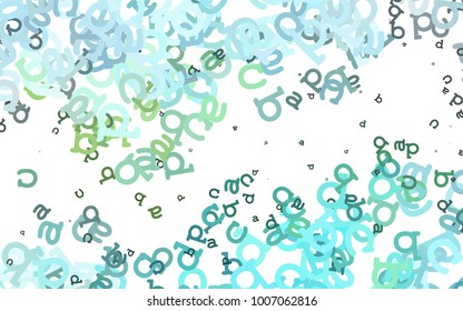 Light Green, Yellow vector cover with english symbols. Shining colorful illustration with isolated letters. The pattern can be used for school, grammar websites.