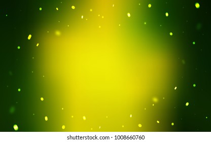 Light Green, Yellow vector cover with beautiful snowflakes. Snow on blurred abstract background with gradient. The pattern can be used for year new  websites.