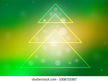Light Green, Yellow vector cover with a xmas tree. Decorative shining illustration with xmas tree on abstract template. New year design for your business advert.