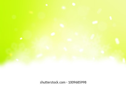 Light Green, Yellow vector cover with beautiful snowflakes. Decorative shining illustration with snow on abstract template. The pattern can be used for new year leaflets.