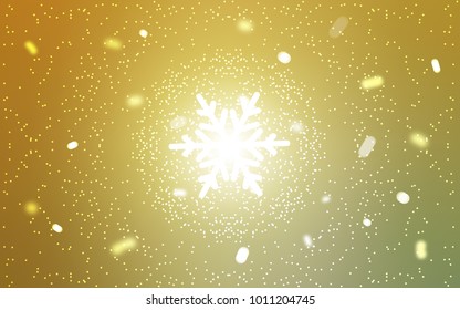 Light Green, Yellow vector cover with beautiful snowflakes.