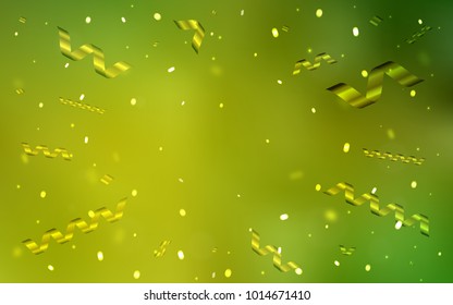 Light Green, Yellow vector cover with happy holiday ribbons. Modern geometrical abstract illustration with carnival ribbons. The pattern can be used for birthday gifts, congratulations.