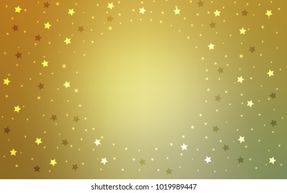 Light Green, Yellow vector cover with small and big stars. Shining colored illustration with stars. The pattern can be used for websites.