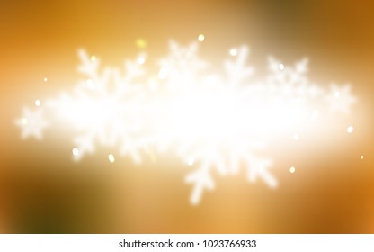 Light Green, Yellow vector cover with beautiful snowflakes. Blurred decorative design in xmas style with snow. New year design for your business advert.