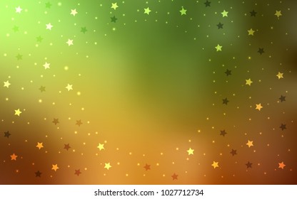 Light Green, Yellow vector cover with small and big stars. Glitter abstract illustration with colored stars. Best design for your ad, poster, banner.