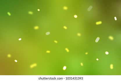 Light Green, Yellow vector cover with beautiful snowflakes. Decorative shining illustration with snow on abstract template. The pattern can be used for year new  websites.