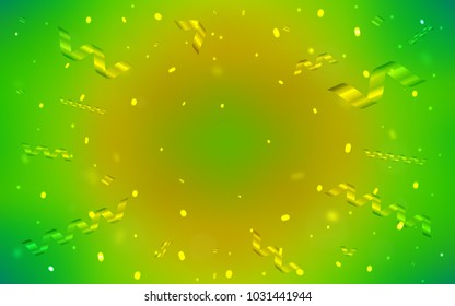 Light Green, Yellow vector cover with happy holiday ribbons. Blurred decorative design in anniversary style with confetti. New design for ad, poster, banner of your Party.