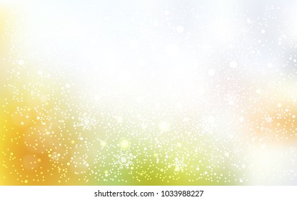 Light Green, Yellow vector cover with beautiful snowflakes. Modern geometrical abstract illustration with crystals of ice. New year design for your business advert.