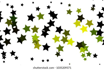 Light Green, Yellow vector cover with small and big stars. Stars on blurred abstract background with gradient. Best design for your ad, poster, banner.