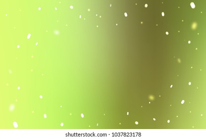 Light Green, Yellow vector cover with beautiful snowflakes. Glitter abstract illustration with crystals of ice. New year design for your ad, poster, banner.