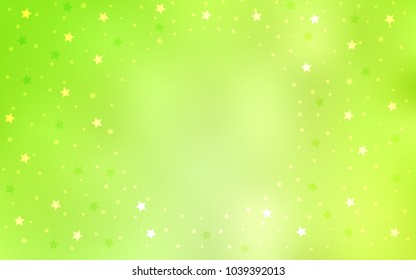 Light Green, Yellow vector cover with small and big stars. Stars on blurred abstract background with gradient. The pattern can be used for new year ad, booklets.