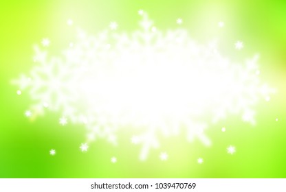 Light Green, Yellow vector cover with beautiful snowflakes. Shining colored illustration with snow in christmas style. The template can be used as a new year background.