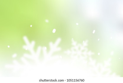 Light Green, Yellow vector cover with beautiful snowflakes. Glitter abstract illustration with crystals of ice. The pattern can be used for new year ad, booklets.