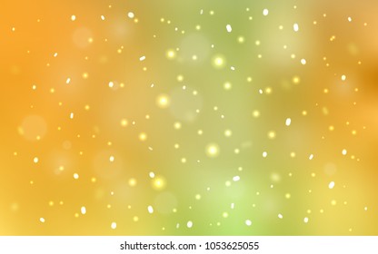 Light Green, Yellow vector cover with beautiful snowflakes. Snow on blurred abstract background with gradient. The template can be used as a new year background.