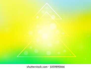 Light Green, Yellow vector cover with a xmas tree. Glitter abstract illustration with christmas tree. New year design for your business advert.
