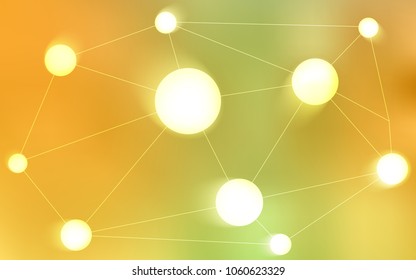 Light Green, Yellow vector cover with spots, lines. Glitter abstract illustration with connection of triangle structure. Pattern can be used for beautiful websites.