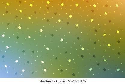 Light Green, Yellow vector cover with small and big stars. Blurred decorative design in simple style with stars. The pattern can be used for websites.