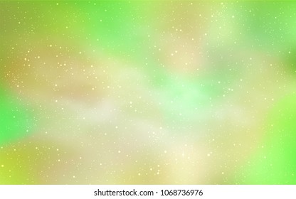 Light Green, Yellow vector cover with astronomical stars. Space stars on blurred abstract background with gradient. Smart design for your business advert.