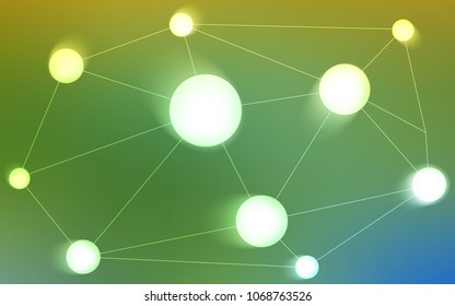 Light Green, Yellow vector cover with spots, lines. Modern abstract colorful illustration with spheres and lines. Pattern can be used as texture of wallpapers.