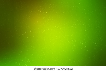 Light Green, Yellow vector cover with astronomical stars. Glitter abstract illustration with colorful cosmic stars. Pattern for astronomy websites.