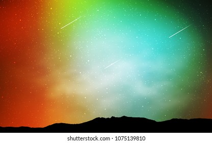 Light Green, Yellow vector cover with astronomical stars. Space stars on blurred abstract background with gradient. Smart design for your business advert.