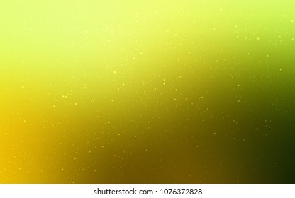 Light Green, Yellow vector cover with astronomical stars. Shining illustration with sky stars on abstract template. Best design for your ad, poster, banner.