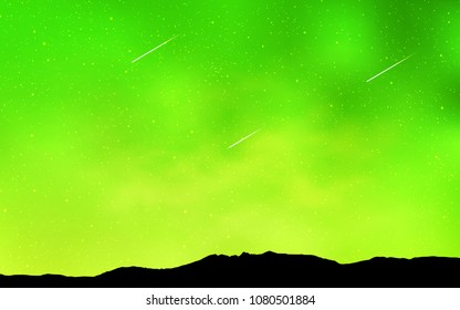 Light Green, Yellow vector cover with astronomical stars. Blurred decorative design in simple style with galaxy stars. Smart design for your business advert.