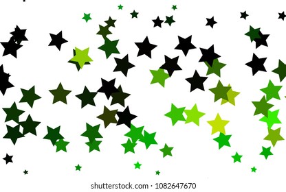 Light Green, Yellow vector cover with small and big stars. Glitter abstract illustration with colored stars. The template can be used as a background.