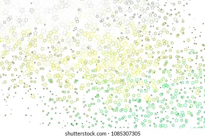 Light Green, Yellow vector cover with small and big stars. Stars on blurred abstract background with gradient. The template can be used as a background.