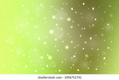 Light Green, Yellow vector cover with beautiful snowflakes. Snow on blurred abstract background with gradient. New year design for your ad, poster, banner.