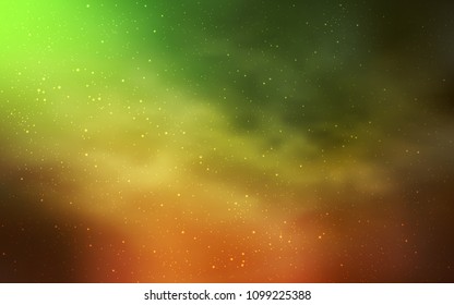 Light Green, Yellow vector cover with astronomical stars. Shining illustration with sky stars on abstract template. Smart design for your business advert.