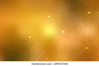 Light Green, Yellow vector cover with spots, lines. Glitter abstract illustration with connection of triangle structure. Pattern can be used for beautiful websites.